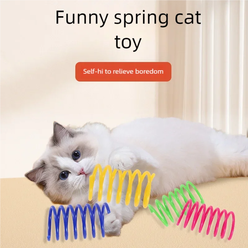 Colorful Interactive Cat Spring Toys