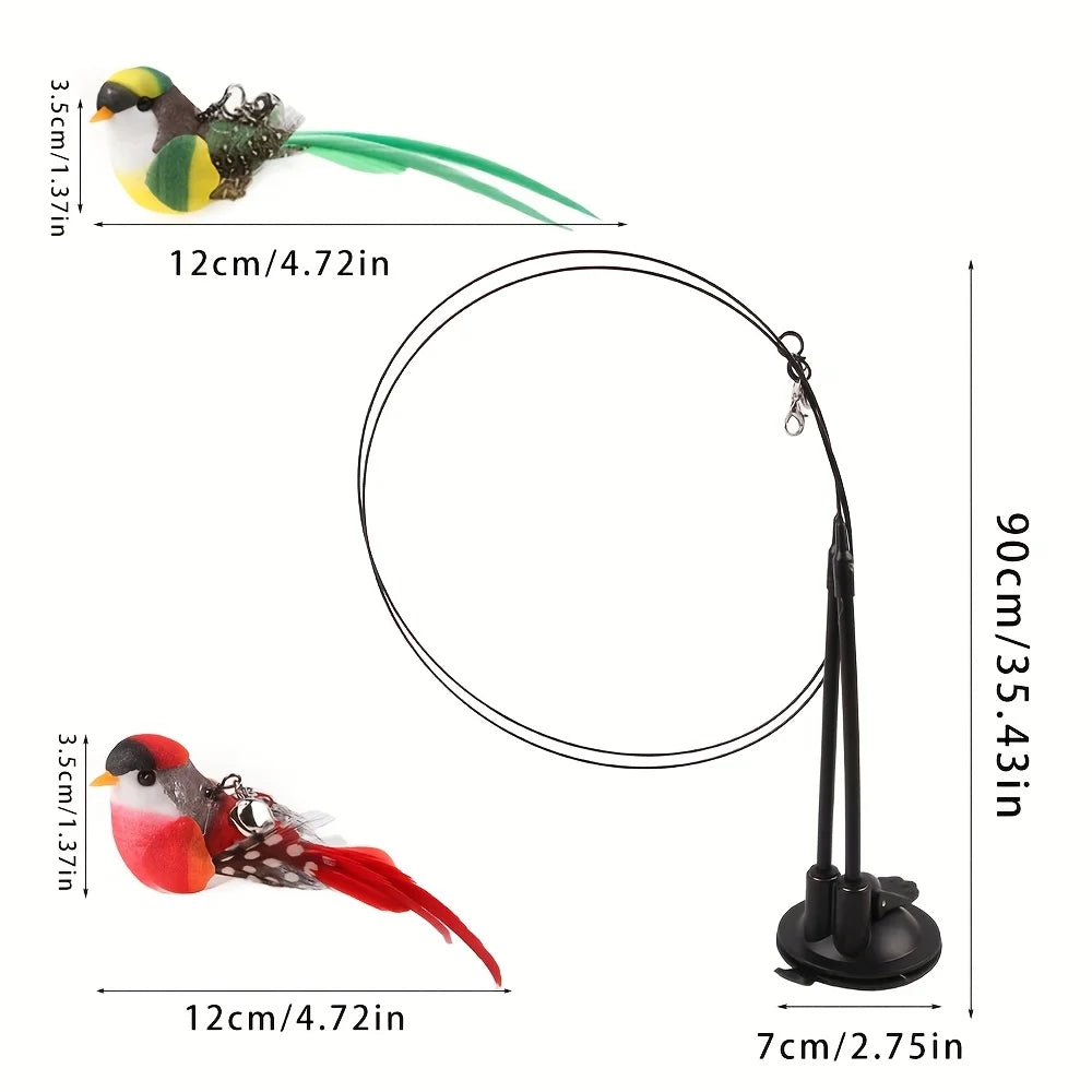 2-in-1 Simulation Bird &amp; Dual Pole Cat Teaser Set