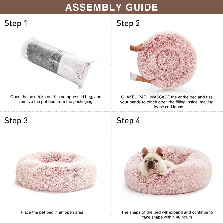 Soft Plush Donut Medium Pet Bed