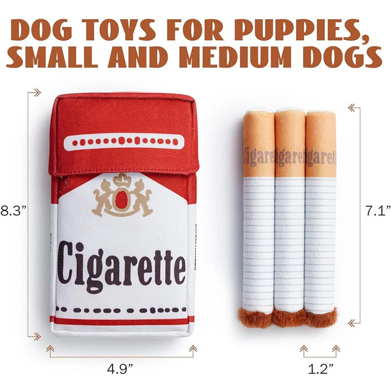 Funny Cigarette Box Dog Toy – Interactive Plush Chew & Puzzle Toy for Dogs