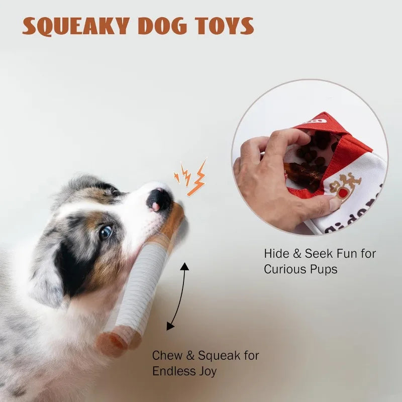Funny Cigarette Box Dog Toy – Interactive Plush Chew & Puzzle Toy for Dogs
