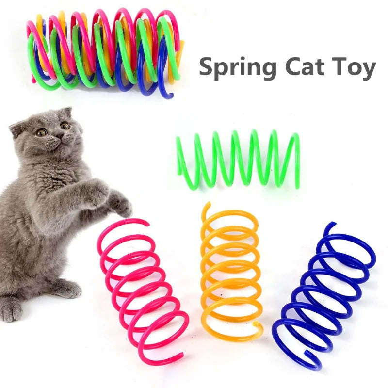 Colorful Interactive Cat Spring Toys