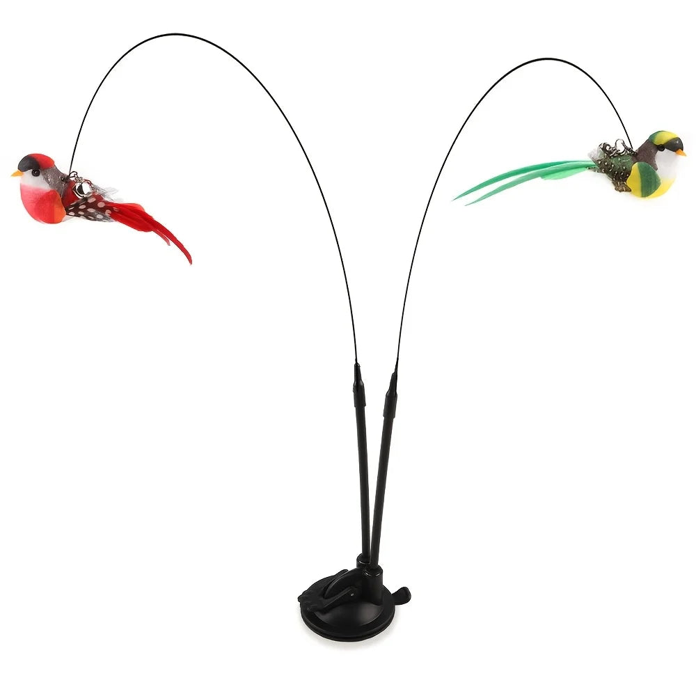 2-in-1 Simulation Bird &amp; Dual Pole Cat Teaser Set