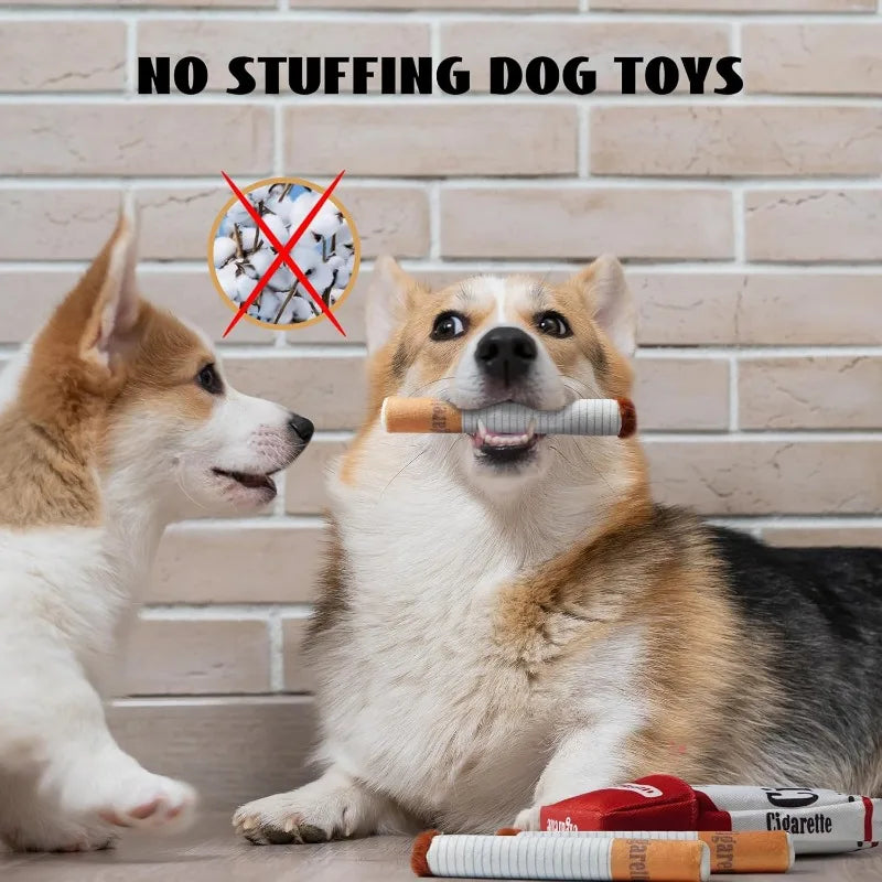 Funny Cigarette Box Dog Toy – Interactive Plush Chew & Puzzle Toy for Dogs