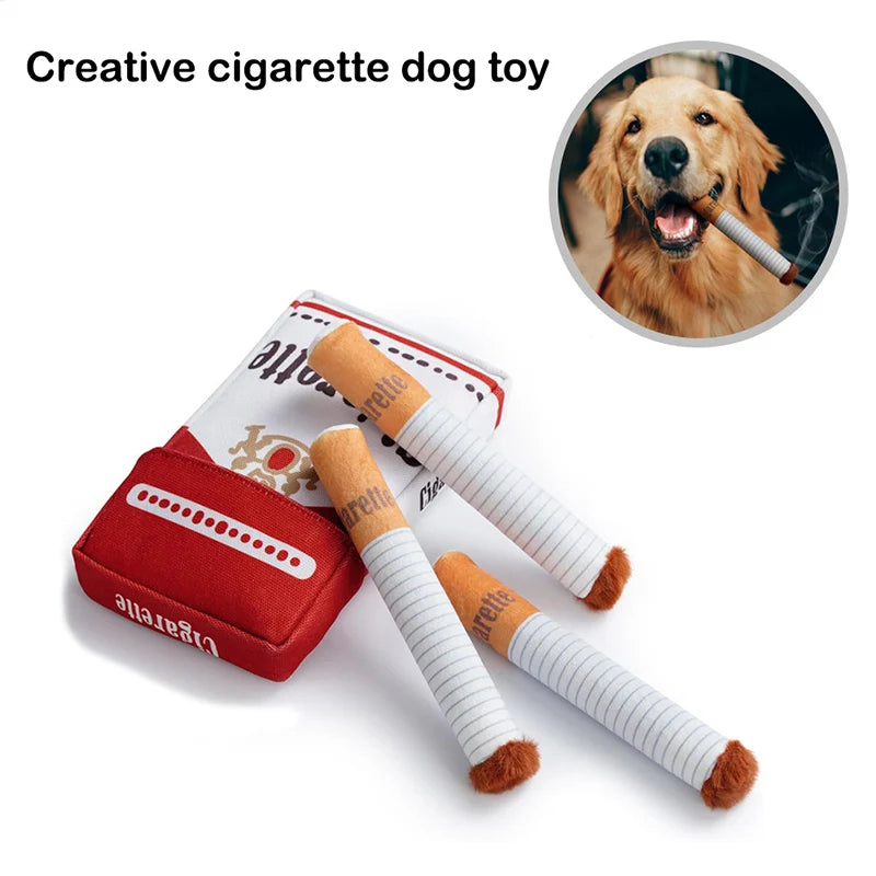 Funny Cigarette Box Dog Toy – Interactive Plush Chew & Puzzle Toy for Dogs
