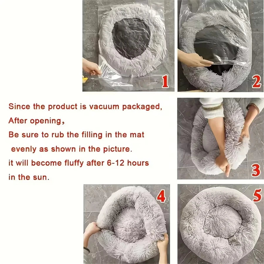 Soft Plush Donut Medium Pet Bed