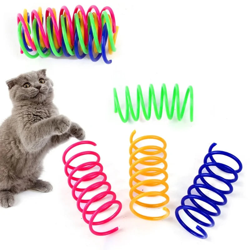 Colorful Interactive Cat Spring Toys