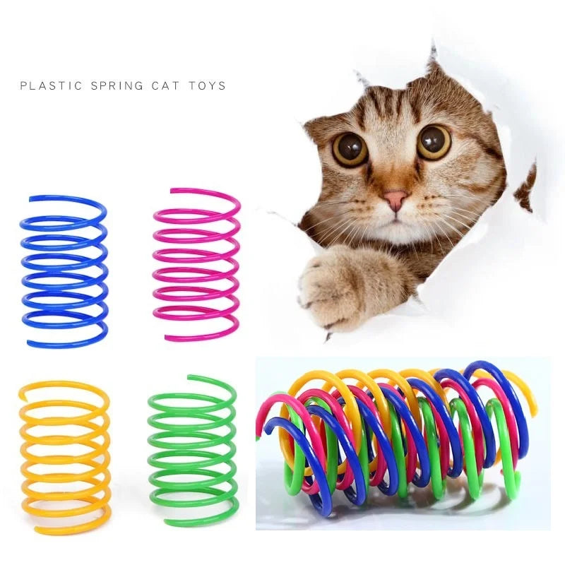Colorful Interactive Cat Spring Toys